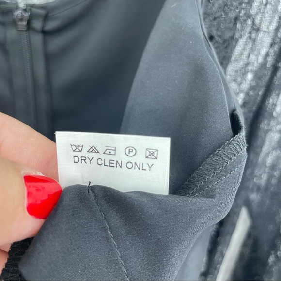 Mia Black lace slip dress bell sleeve belted Sz S 100% silk sz 46 US 12 - Picture 6 of 9